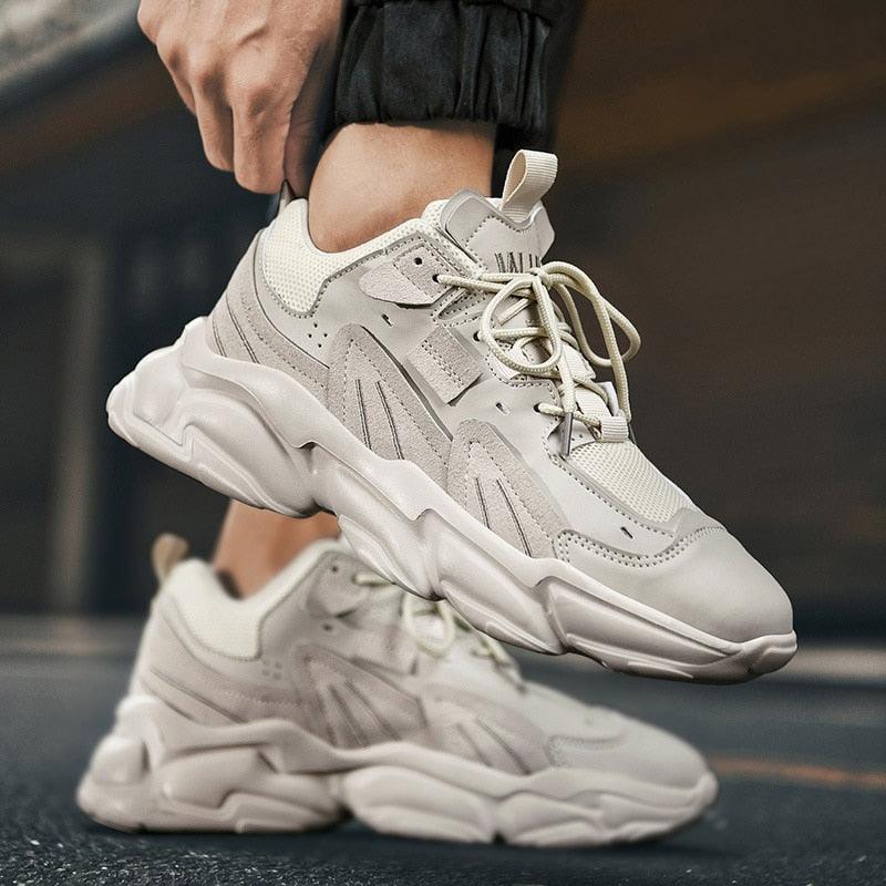 Stevvex white chunky sneakers pair with mesh panels, casual athletic footwear on Tampa Home & Garden Store
