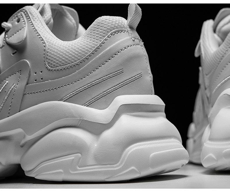 Stevvex white chunky sneakers with thick platform sole on Tampa Home & Garden Store