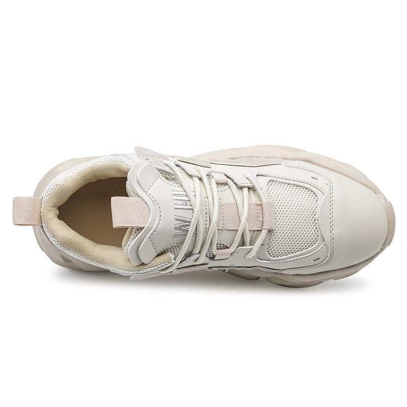 Fashion Mens Sneakers White Stevvex chunky casual sneakers with mesh panels on Tampa Home & Garden Store