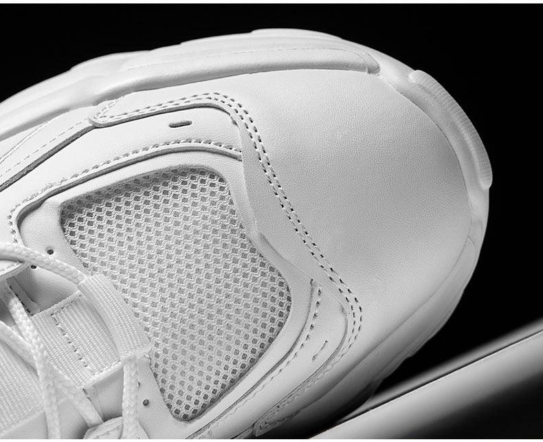 Stevvex men's white sneakers with mesh side panel and chunky design on Tampa Home & Garden Store