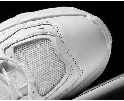 Stevvex men's white sneakers with mesh side panel and chunky design on Tampa Home & Garden Store