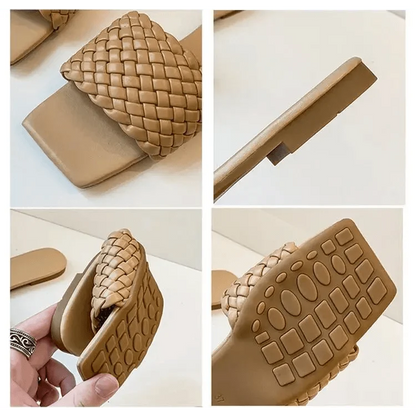 Open-Toe sandal Stevvex beige woven-strap outdoor beach sandal with cushioned sole on Tampa Home & Garden Store