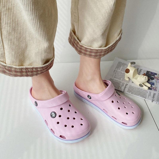 Womens Stevvex Soft EVA Clogs pink with ventilation holes and back strap for non-slip slippers on Tampa Home & Garden Store