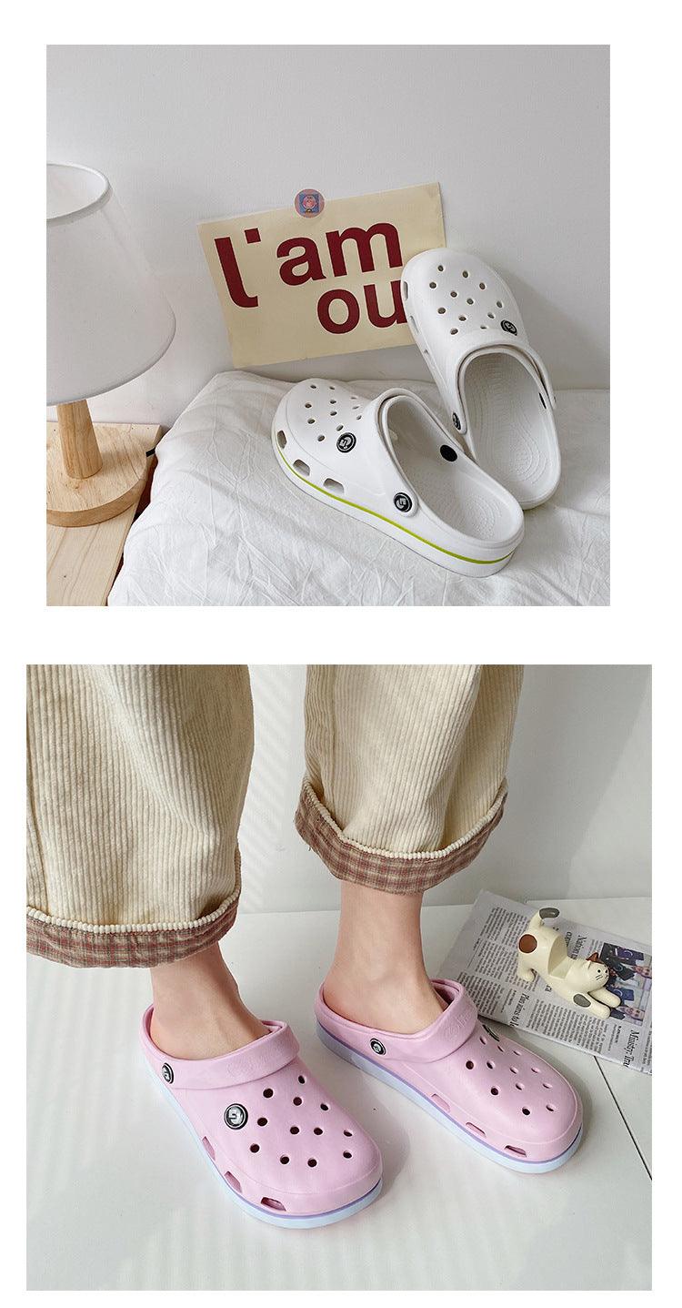 Stevvex Womens Soft Eva Clogs white and pink perforated slippers for non slip beach wear on Tampa Home & Garden Store