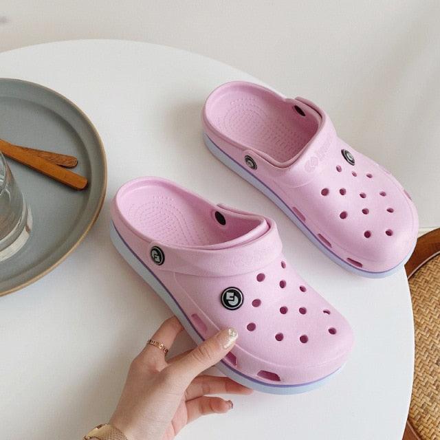 Womens Soft EVA clogs pink by Stevvex, two non-slip beach slippers on Tampa Home & Garden Store