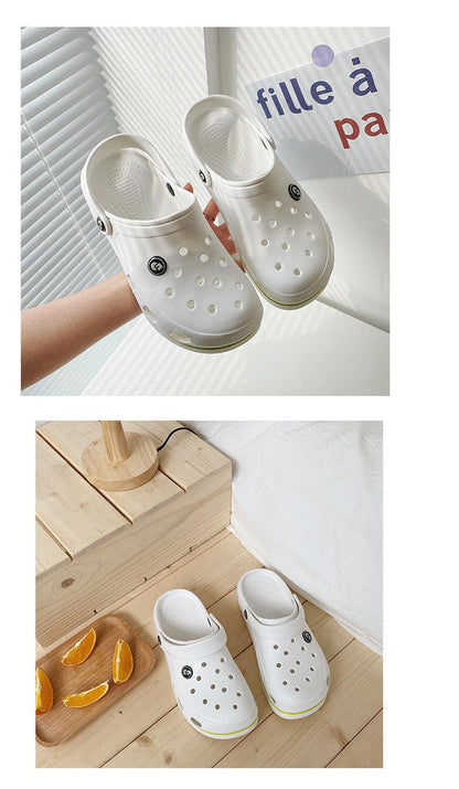 Womens soft EVA clogs by Stevvex, white perforated non-slip beach slippers on Tampa Home & Garden Store