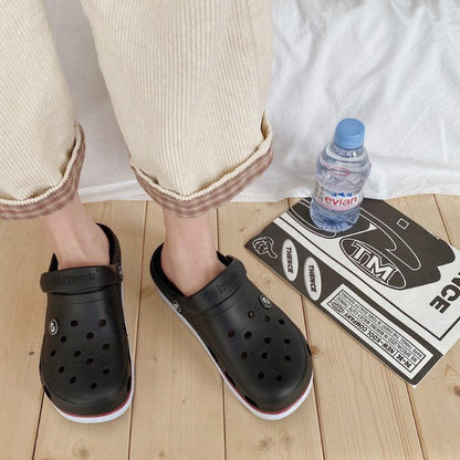 Womens Stevvex EVA clogs, black perforated slip-on slippers with non-slip sole on Tampa Home & Garden Store