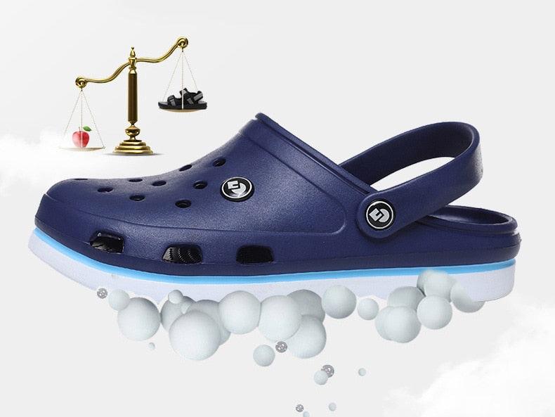 Stevvex men's navy blue clog sandals with ankle strap, breathable beach footwear on Tampa Home & Garden Store
