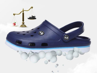 Stevvex men's navy blue clog sandals with ankle strap, breathable beach footwear on Tampa Home & Garden Store