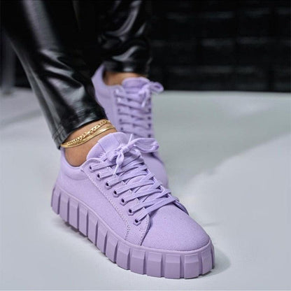 Purple platform sneakers Stevvex, women's lightweight casual vulcanized leather shoes on Tampa Home & Garden Store