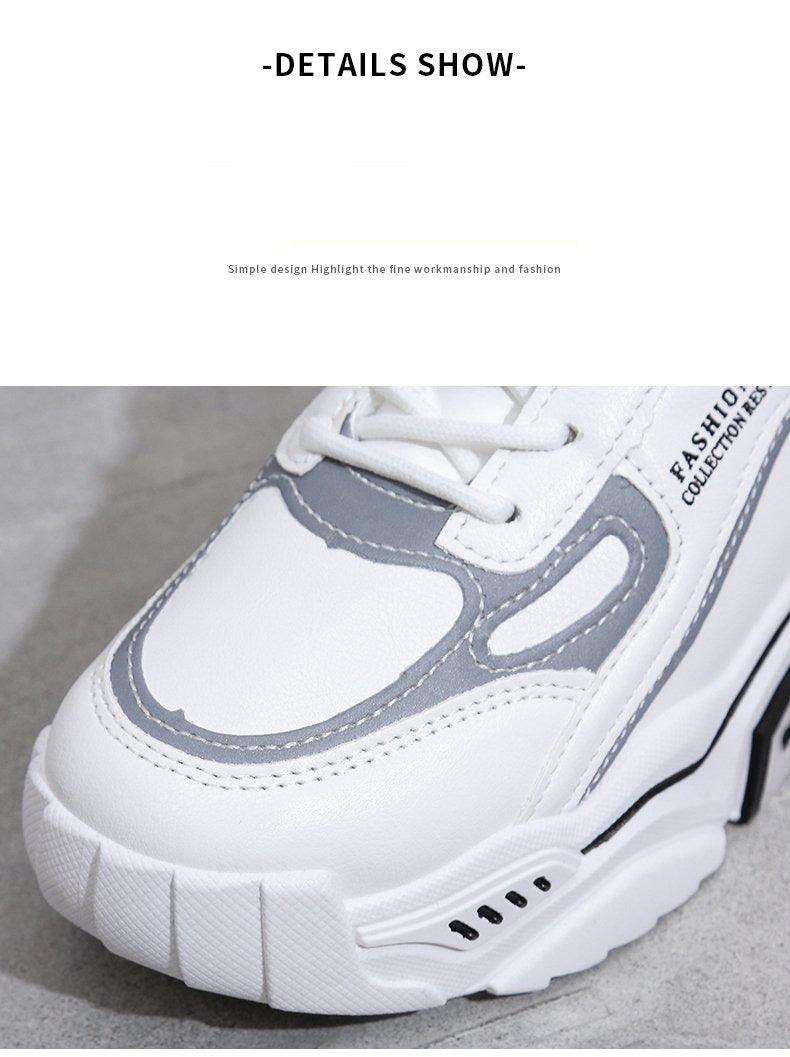 Fashion Reflective Sneakers Stevvex white gray chunky lace-up lightweight casual walking on Tampa Home & Garden Store