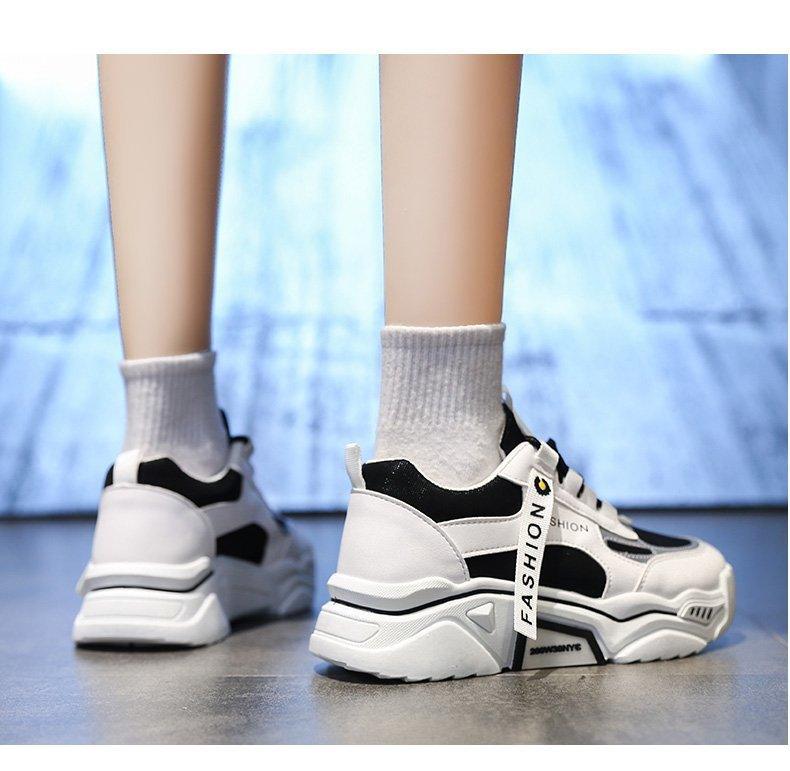 Stevvex fashion spring reflective women sneakers lace-up chunky with white and black panels on Tampa Home & Garden Store