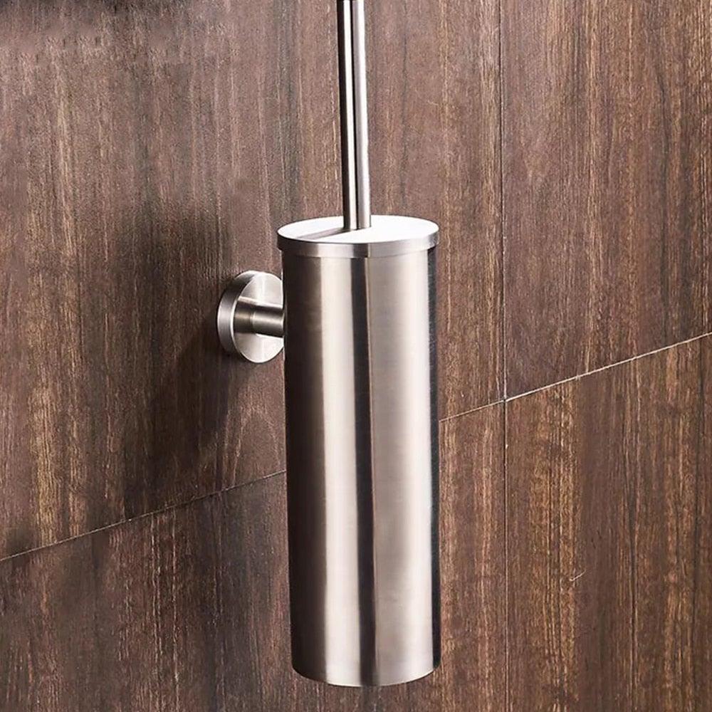 Toilet Bowl Brush and Wall Mount Steel Holder stainless steel wall-mounted brushed finish on Tampa Home & Garden Store