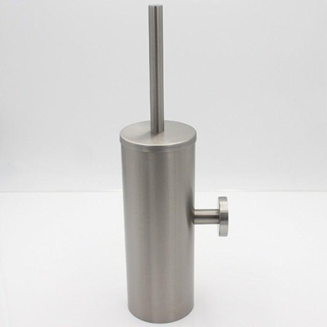 Toilet brush and wall-mount steel holder in brushed stainless finish Stevvex on Tampa Home & Garden Store