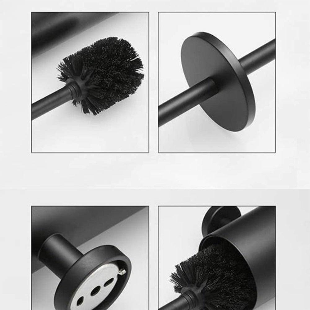 Toilet bowl brush with black bristles and steel wall-mount holder Stevvex on Tampa Home & Garden Store