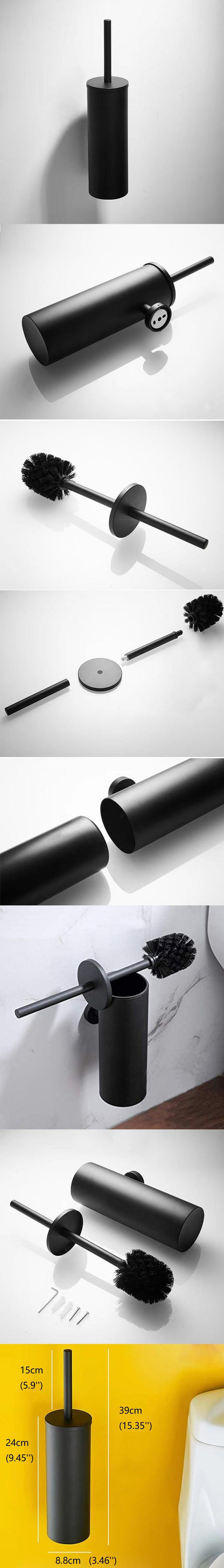 Toilet Bowl Brush and Wall Mount Steel Holder set by Stevvex, black finish, complete set on Tampa Home & Garden Store