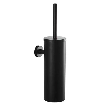 Stevvex toilet bowl brush and wall mount steel holder, black wall-mounted holder with brush on Tampa Home & Garden Store