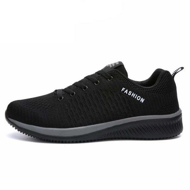 Fashion Walking Mens Lightweight No-Slip Casual Sneakers, black knit upper, lightweight sole on Tampa Home & Garden Store