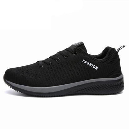 Fashion Walking Mens Lightweight No-Slip Casual Sneakers, black knit upper, lightweight sole on Tampa Home & Garden Store