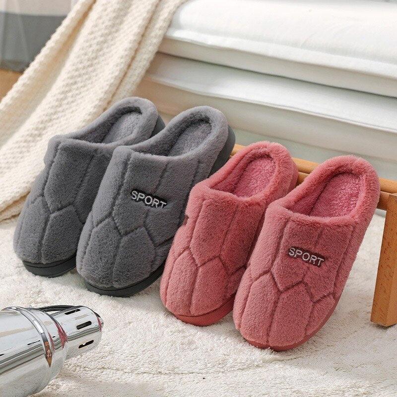 Stevvex plush winter slippers set of four, grey and pink closed-toe non-slip indoor on Tampa Home & Garden Store