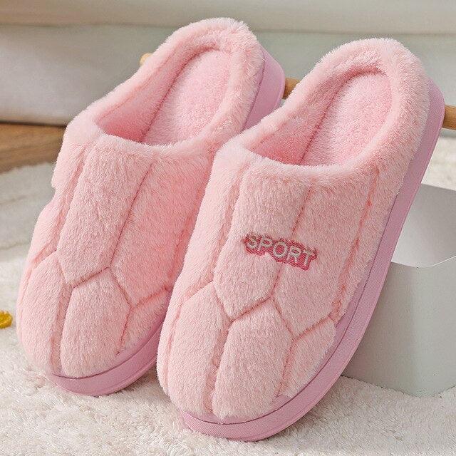 Pink Stevvex plush slippers ST85SH1654SDS with closed toe and fluffy interior for home use on Tampa Home & Garden Store