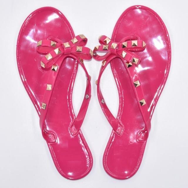 Sandals Stevvex pink bowknot with gold studs for summer beach fashion on Tampa Home & Garden Store