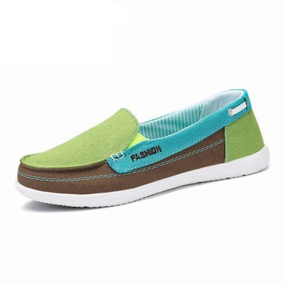 Stevvex women's flat espadrille sneakers with lime mesh upper and turquoise heel strap on Tampa Home & Garden Store