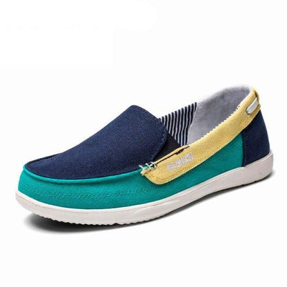 Women's espadrille slip-on canvas shoes Stevvex teal with yellow strap casual flats on Tampa Home & Garden Store