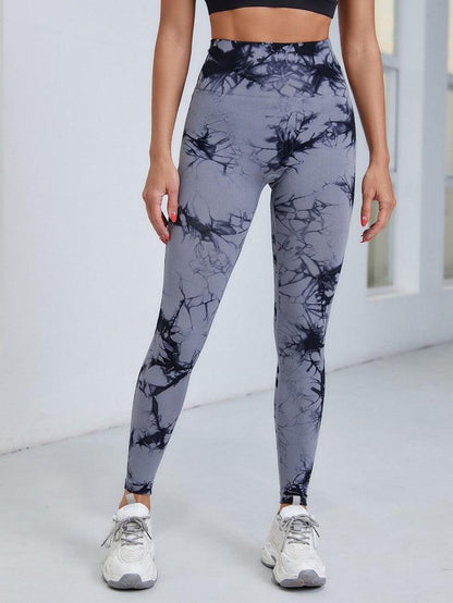 Stevvex women's high-waist seamless leggings in grey tie-dye for fitness tummy control on Tampa Home & Garden Store