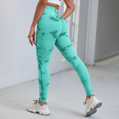 Leggings Stevvex high-waist turquoise for fitness and yoga, seamless gym compression pants on Tampa Home & Garden Store