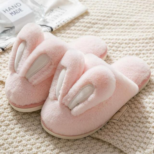 Stevvex pink bunny slippers, plush fur, rabbit-ear design, memory foam indoor comfort on Tampa Home & Garden Store