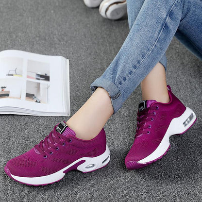 Stevvex womens athletic sneakers with breathable purple mesh upper and white cushioned sole on Tampa Home & Garden Store