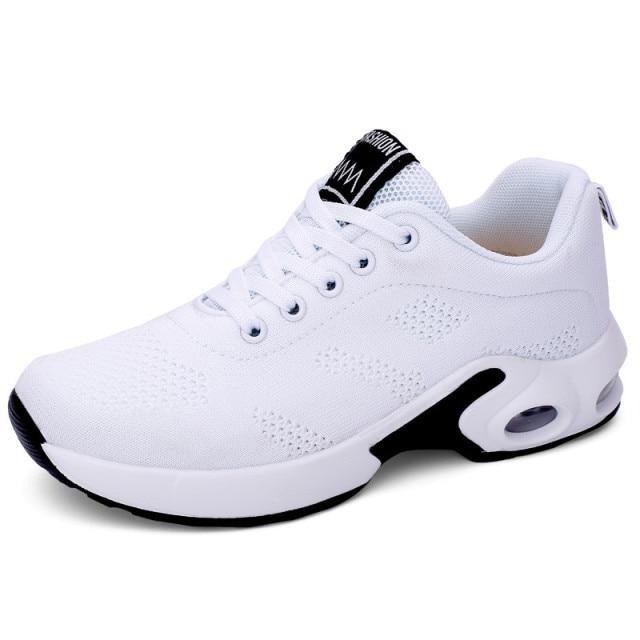 Fashion womens sneakers white mesh athletic shoes with air cushion sole Stevvex on Tampa Home & Garden Store