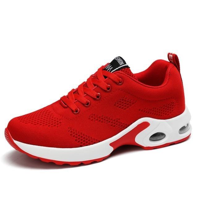 Stevvex women's athletic sneakers red breathable mesh air cushion running shoes on Tampa Home & Garden Store