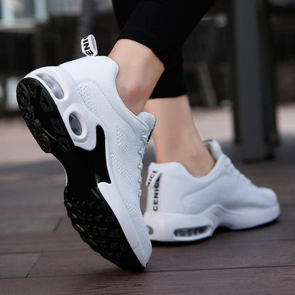 Stevvex white women's athletic sneakers with breathable mesh upper and air cushion sole on Tampa Home & Garden Store