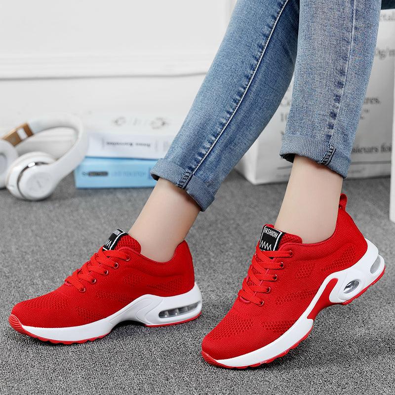 Fashion Womens Sneakers Stevvex red mesh sneakers with air cushion sole for running on Tampa Home & Garden Store