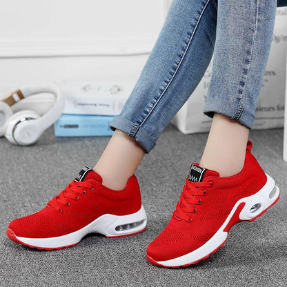 Fashion Womens Sneakers Stevvex red mesh sneakers with air cushion sole for running on Tampa Home & Garden Store
