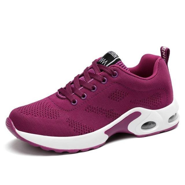Stevvex women's athletic sneakers with magenta mesh upper and air cushion sole on Tampa Home & Garden Store