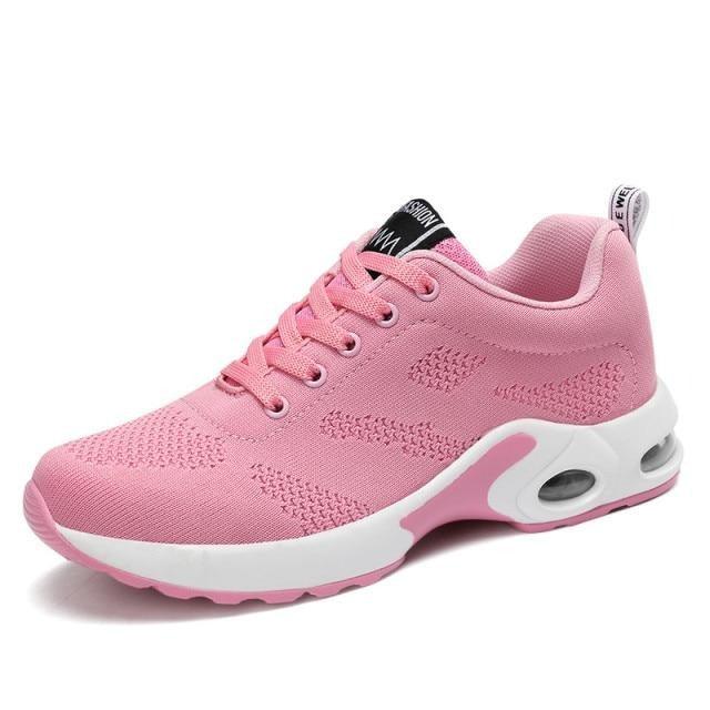 Stevvex pink women's athletic sneakers with breathable mesh upper and air-cushioned sole on Tampa Home & Garden Store