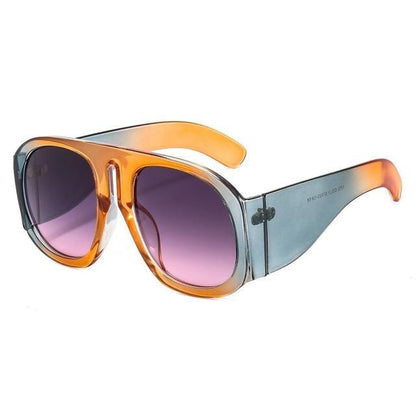 Stevvex round sunglasses with orange frame and gradient purple lenses, oversized retro on Tampa Home & Garden Store