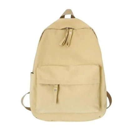 Stevvex beige laptop backpack with large front pocket and top dual zipper closure on Tampa Home & Garden Store