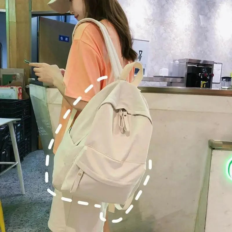 Stevvex ALU30152HBA cream anti-theft laptop backpack for teen girls with front pocket on Tampa Home & Garden Store