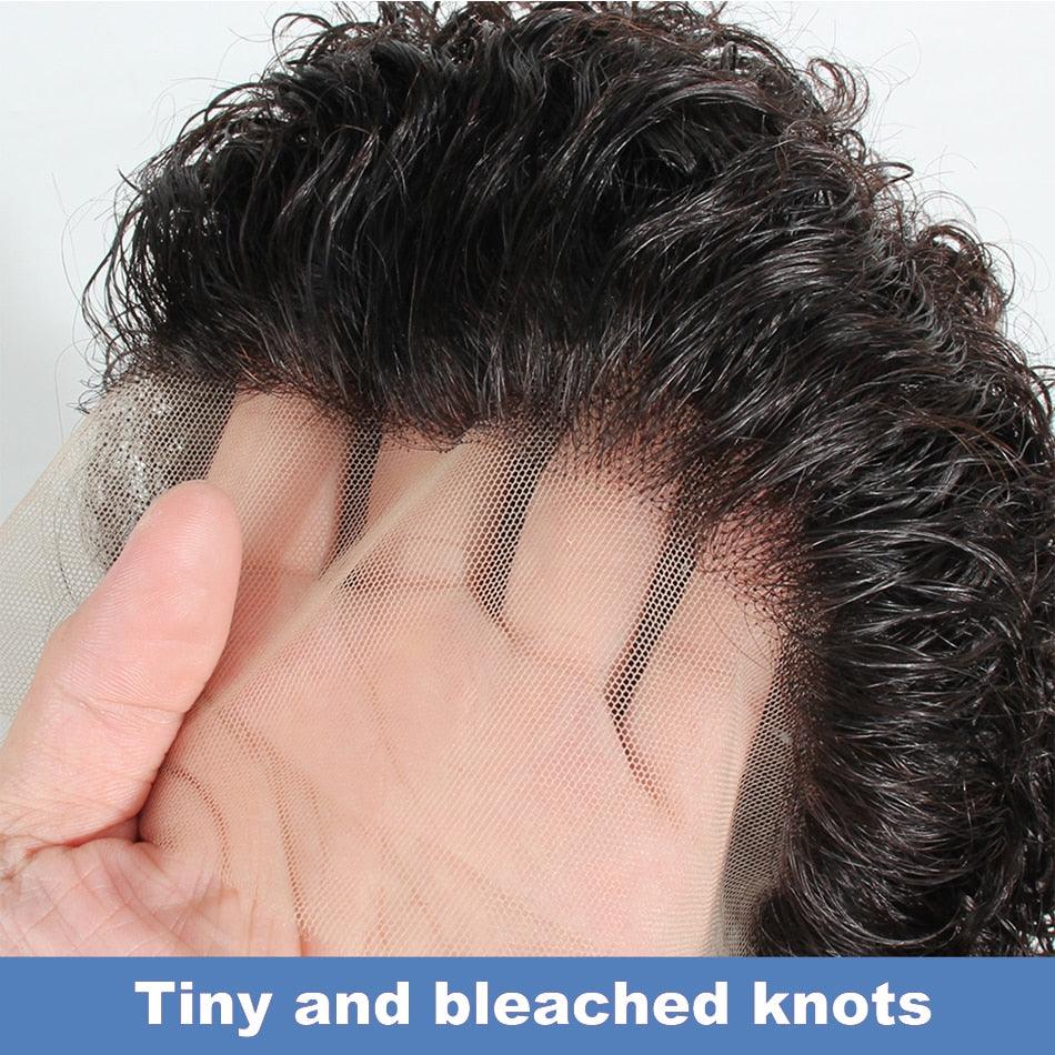 Stevvex Pixie Cut Wig, 13x1 lace front, black curly human hair, pre-plucked tiny bleached knots on Tampa Home & Garden Store