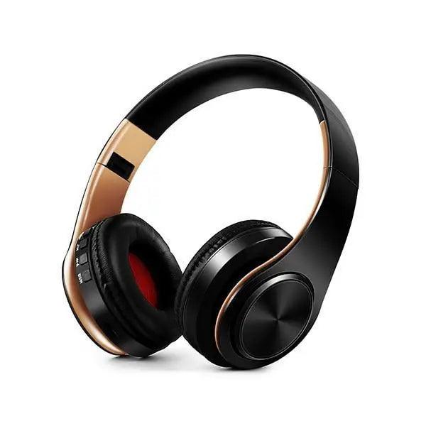 Stevvex over-ear Bluetooth headphones with black cups and rose-gold accents, foldable on Tampa Home & Garden Store
