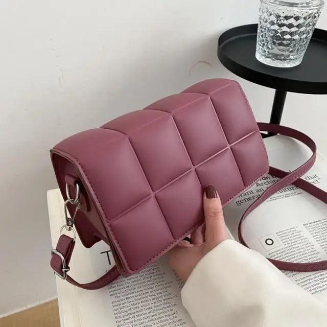 Stevvex quilted shoulder bag pink mauve with square padded panels and adjustable strap on Tampa Home & Garden Store