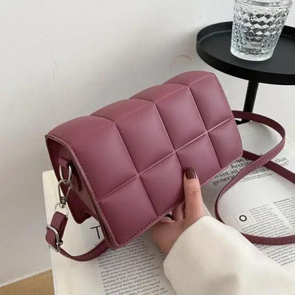 Stevvex quilted shoulder bag pink mauve with square padded panels and adjustable strap on Tampa Home & Garden Store