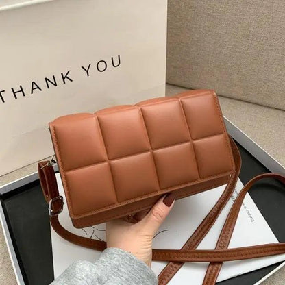 Fashionable women's quilted brown leather shoulder bag with crossbody strap by Stevvex on Tampa Home & Garden Store