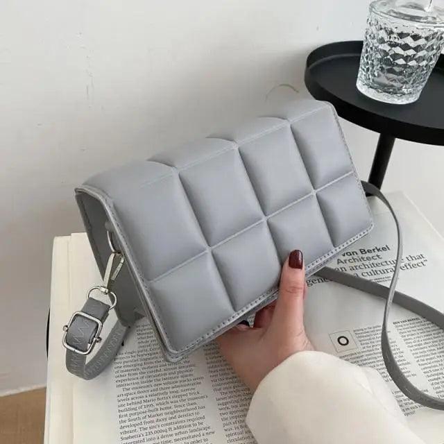 Stevvex quilted gray cross-body bag with chain detail, single-shoulder design on Tampa Home & Garden Store