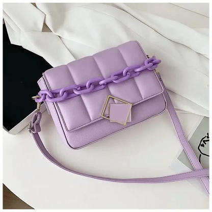 Stevvex lavender quilted shoulder bag with chain strap and square clasp cross-body design on Tampa Home & Garden Store