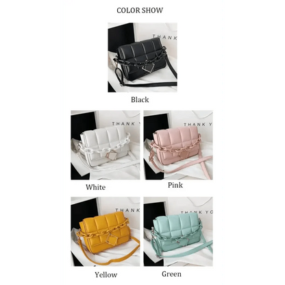 Fashionable quilted bag with chain-strap crossbody in Black White Pink Yellow Green (5 colors) on Tampa Home & Garden Store